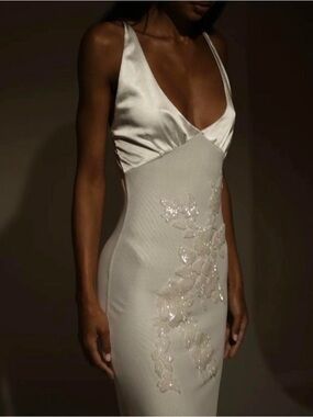 Meshki Maya Beaded Dress- White